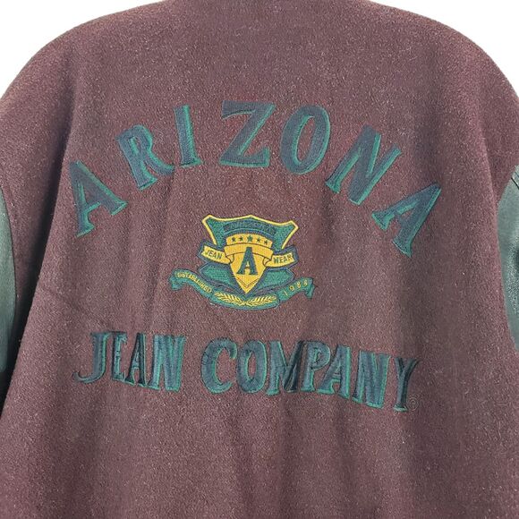 Vintage ARIZONA JEAN COMPANY Jacket Mens Small Red Leather Wool Varsity Quilted - Picture 2 of 9